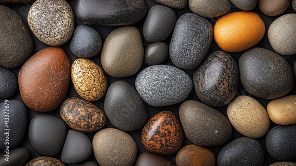 Obraz Smooth Rounded Pebbles in Earthy Tones