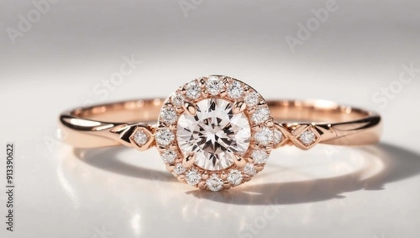 Fototapeta It's a ring with a large, round diamond