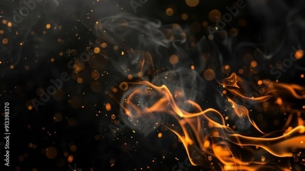 Fototapeta Fire flames on dark background illustraiton generated by ai