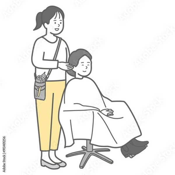 Fototapeta ヘアサロンで髪のカウンセリングする美容師とお客さん