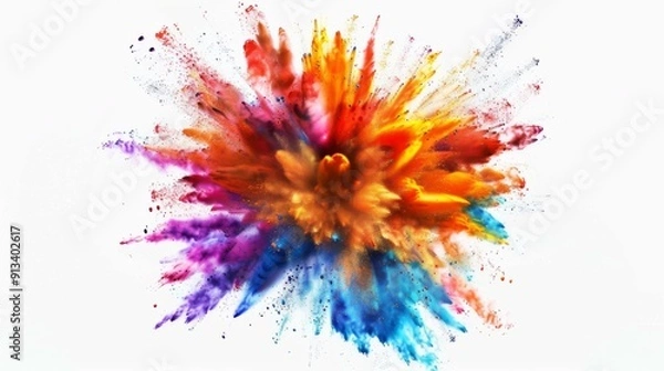 Fototapeta Vibrant color explosion on white background illustration generated by ai