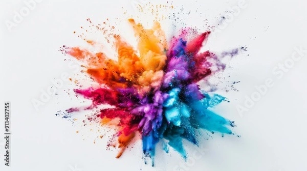 Fototapeta Vibrant color explosion on white background illustration generated by ai