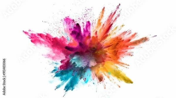 Fototapeta Vibrant color explosion on white background illustration generated by ai