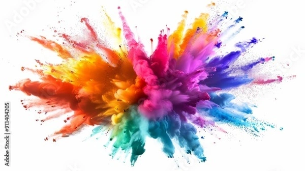 Fototapeta Vibrant color explosion on white background illustration generated by ai