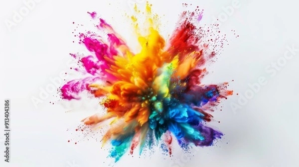 Fototapeta Vibrant color explosion on white background illustration generated by ai