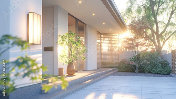 Fototapeta 和モダンな日本の戸建て住宅の玄関