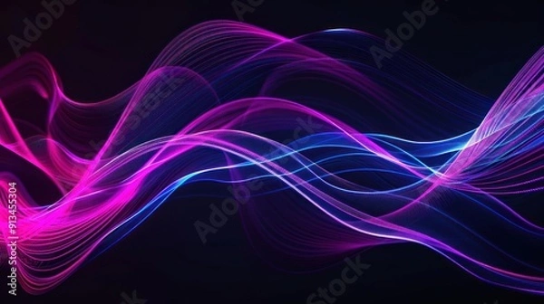 Obraz Abstract Wavy Lines in Vibrant Neon Colors