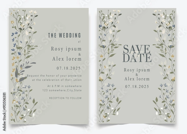 Obraz Wedding Invitations save the date card design with elegant garden anemone