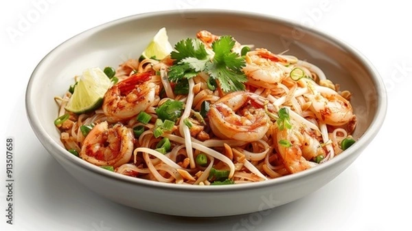 Obraz Pad Thai, 3D illustration, realistic, isolated on white background