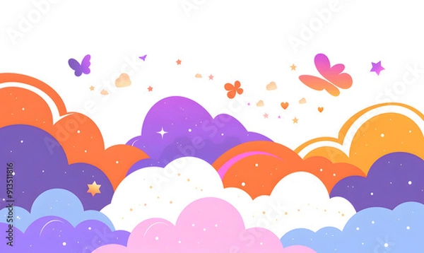 Fototapeta Abstract colorful 3d art background. Pastel geometric shapes form floating on a white isolated background. Memphis style design