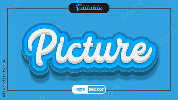 Obraz 3d modern editable text effect blue color combination