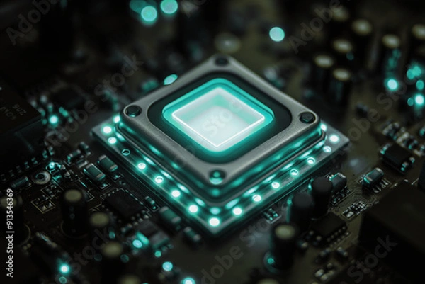 Obraz electronic circuit board with microchip