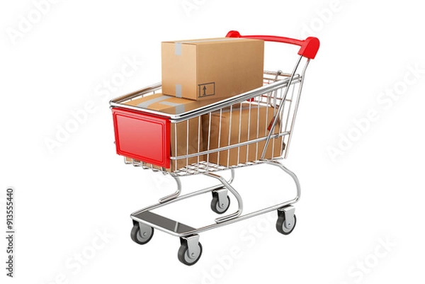 Fototapeta shopping cart with box on a transparent background