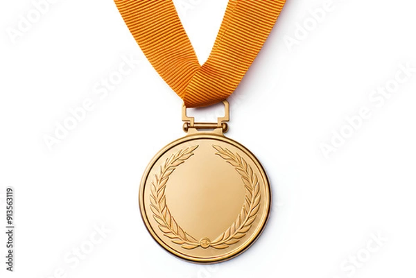 Obraz gold medal with ribbon on the white background 
