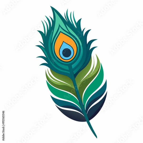 Fototapeta A peacock feather art vector illustration