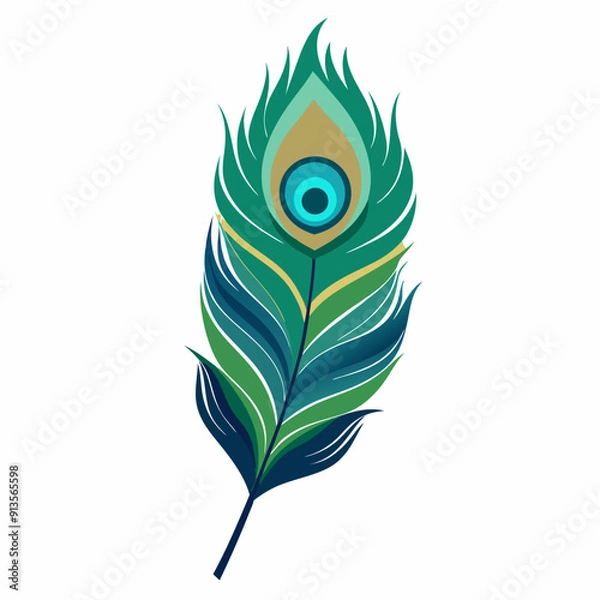 Fototapeta A peacock feather art vector illustration