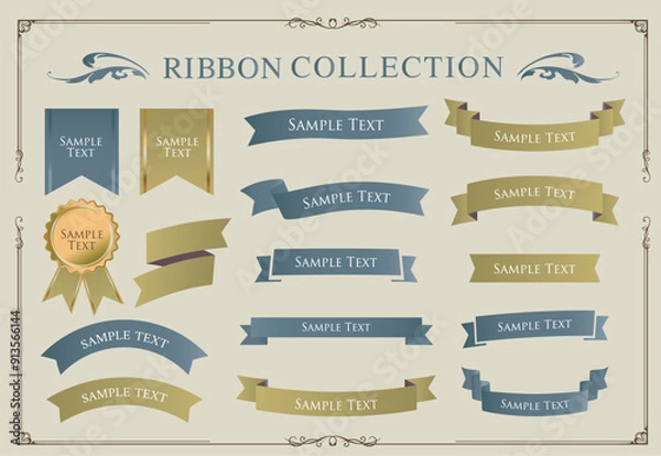 Fototapeta フラットデザインなリボンのイラスト素材