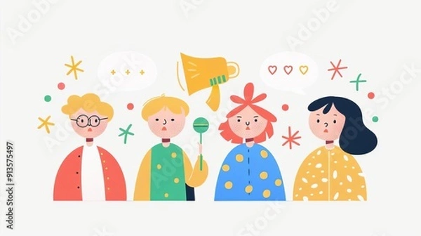 Fototapeta Online language exchange, learning new languages together, flat design illustration