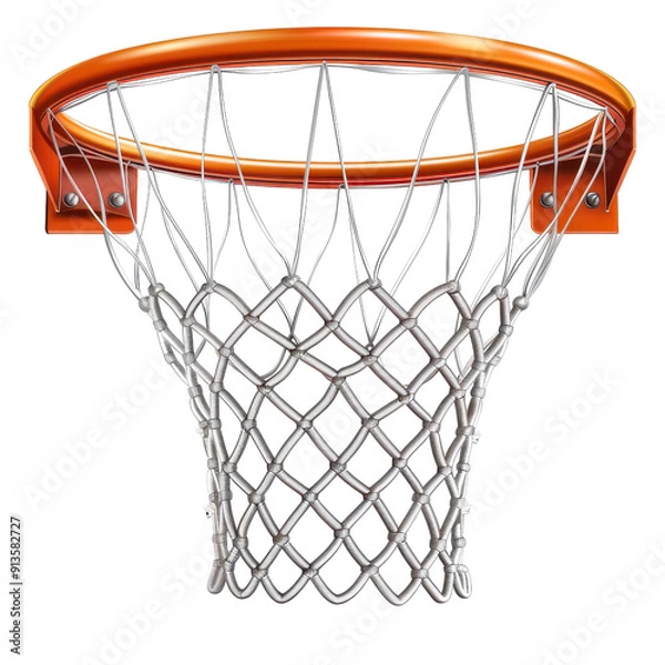Fototapeta A basketball hoop featuring a classic design, perfect for sports-themed projects, illustrations, or educational materials. PNG transparent background.