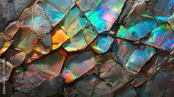 Fototapeta Close-up of a Multicolored Opal Gemstone