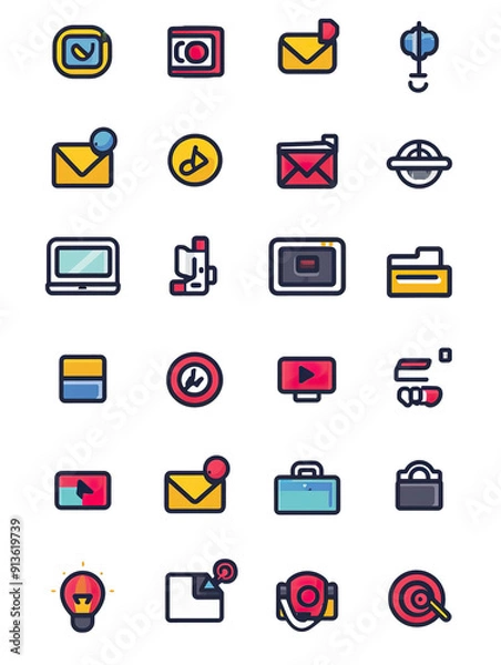 Obraz Colorful Icons Representing Various Concepts and Ideas, generative ai image
