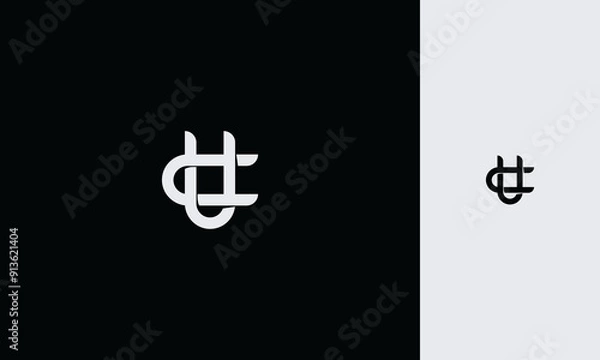 Fototapeta Initial letter CU,UC, overlapping interlock logo,monogram line art style