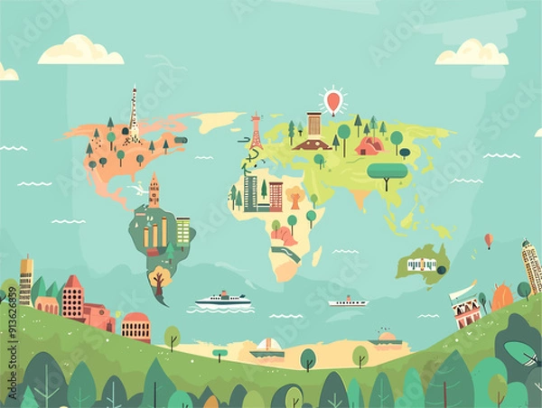 Fototapeta The Global Village: A Visual Exploration of Transnational Issues in an Interconnected World