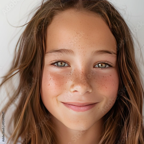 Fototapeta Tween Girl’s Confident Expression on White