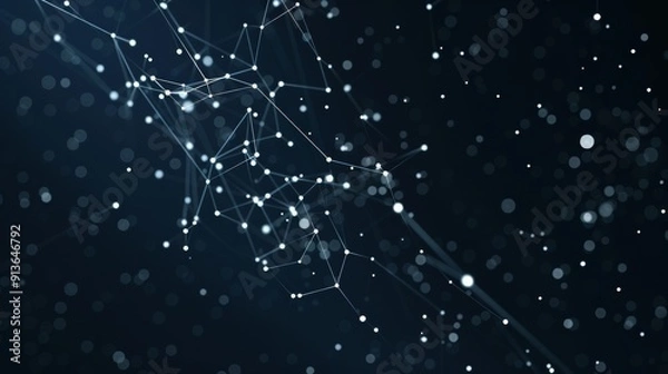 Fototapeta Minimalist constellation design, 2D vector art, simple star dots and lines, basic night sky