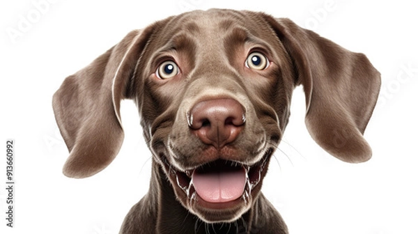 Fototapeta Cute Playful Dog with Happy Expression, plain isolated background