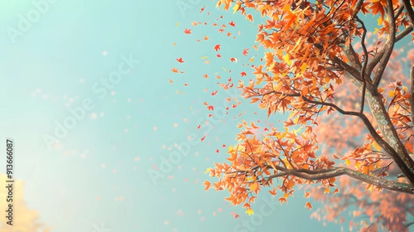 Fototapeta abstract autumn tree with blue sky background copy space