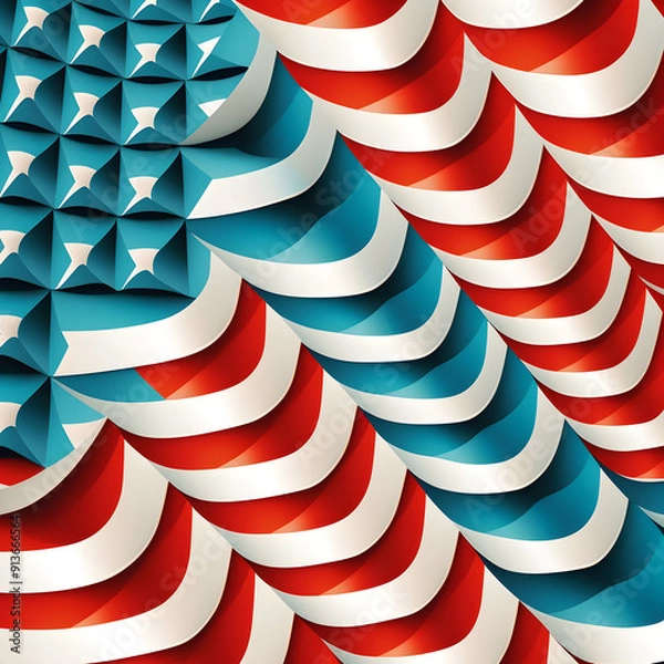 Fototapeta A vibrant background featuring the American flag waving proudly in the wind