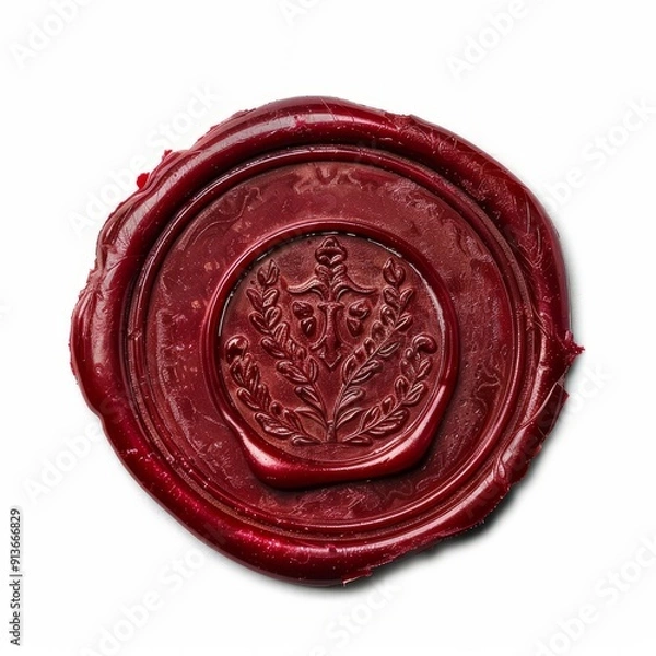 Fototapeta Detailed wax seal, grandma style, white background