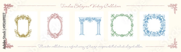 Obraz A collection of refined classic frames, featuring enduring elegance and intricate designs, ideal for displaying treasured memories or adding a sophisticated touch. Vector illustration
