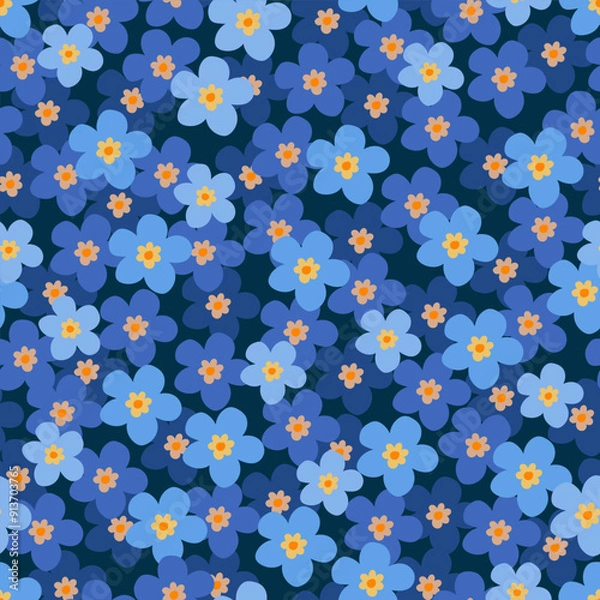 Fototapeta seamless floral pattern. Idea for fabric, tablecloth pattern, wrapping paper, gift paper. Print Ditsy. Motives are scattered randomly. forget me not flower pattern background. cute pattern