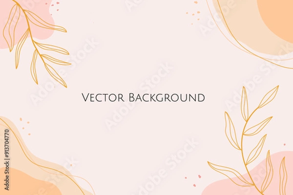 Fototapeta Abstract background vector hand drawn floral background minimalist and simple style fluid shape. pink pastel vector nature background.