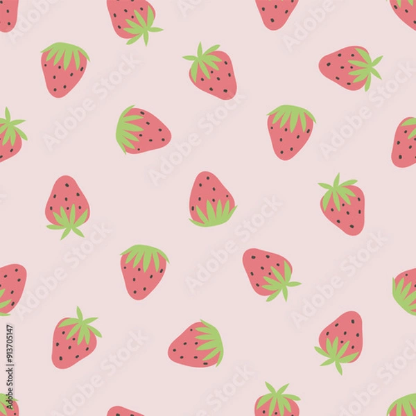 Fototapeta seamless fruit pattern. Idea for fabric, tablecloth pattern, wrapping paper, gift paper. Print Ditsy. Motives are scattered randomly.strawberry pattern background. cute berry pattern 