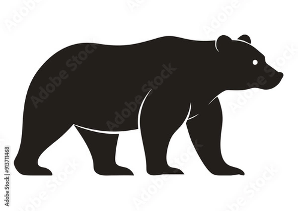 Fototapeta bear Silhouette on White Background	 
