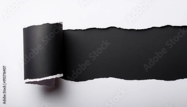 Obraz Torn paper, copy space for your text on a black background. Generated image