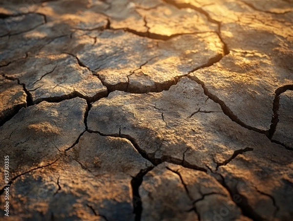 Fototapeta Desolate Landscape of Cracked Earth During Drought - Environmental Crisis Concept