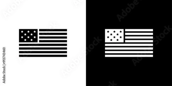 Fototapeta USA flag icon Flat vector set outline