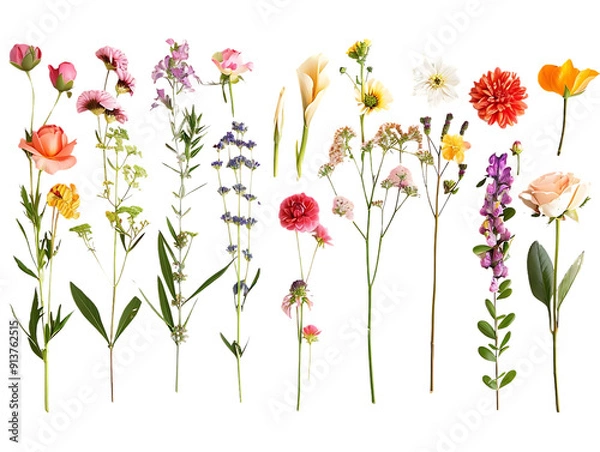 Fototapeta Blooming Flowers with a Transparent Background: A Vibrant Display of Nature's Beauty