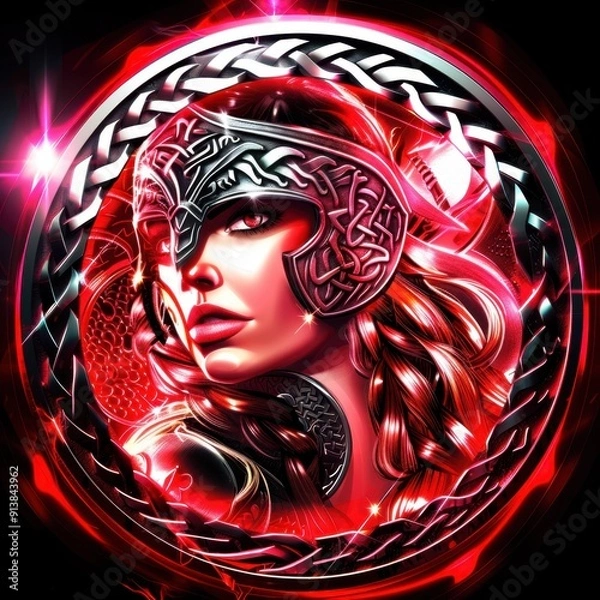 Obraz A feminine viking shield maiden logo