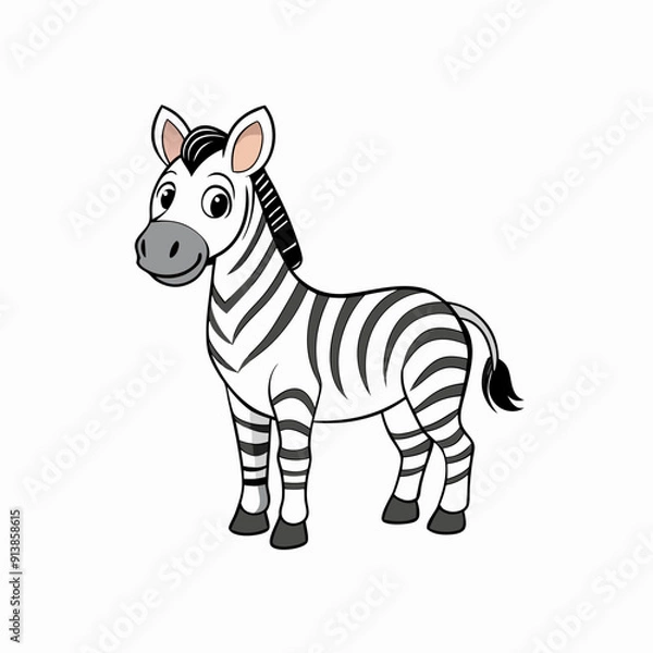 Obraz Zebra Vector Illustration - Cartoon, Clipart, Line Art Design