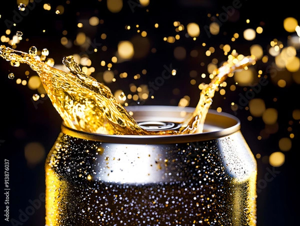 Obraz プルトップを空けた瞬間の缶ビール（アップ）