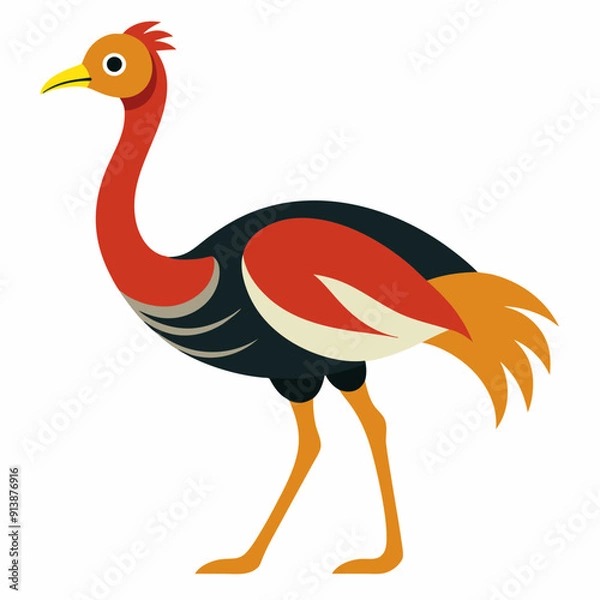 Obraz Ostrich Bird Icon Vector Illustration - Cartoon, Clipart, and Line Art Design