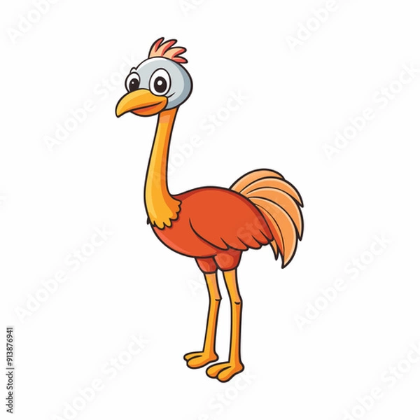 Obraz Ostrich Bird Icon Vector Illustration - Cartoon, Clipart, and Line Art Design