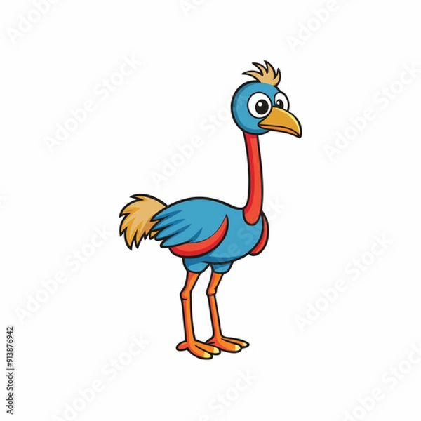 Obraz Ostrich Bird Icon Vector Illustration - Cartoon, Clipart, and Line Art Design