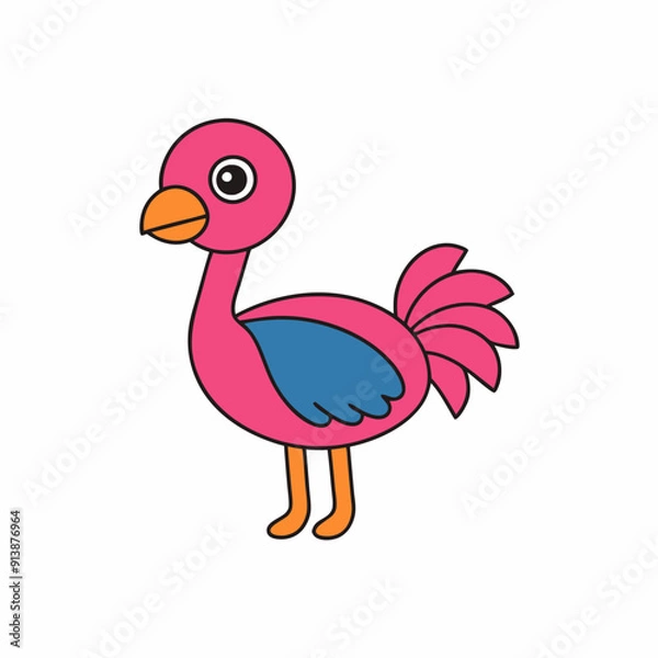 Obraz Ostrich Bird Icon Vector Illustration - Cartoon, Clipart, and Line Art Design