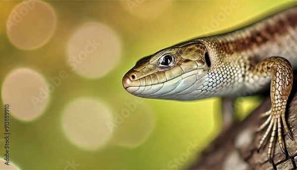 Obraz Close-Up of Lizard on Tree with Background